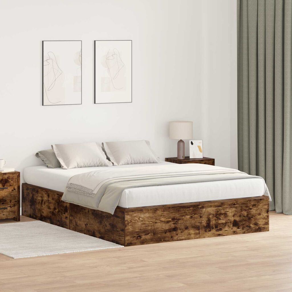 vidaXL Σκελετός Κρεβατιού Καπνιστή δρυς 200 x 150 x 31.5 εκ.