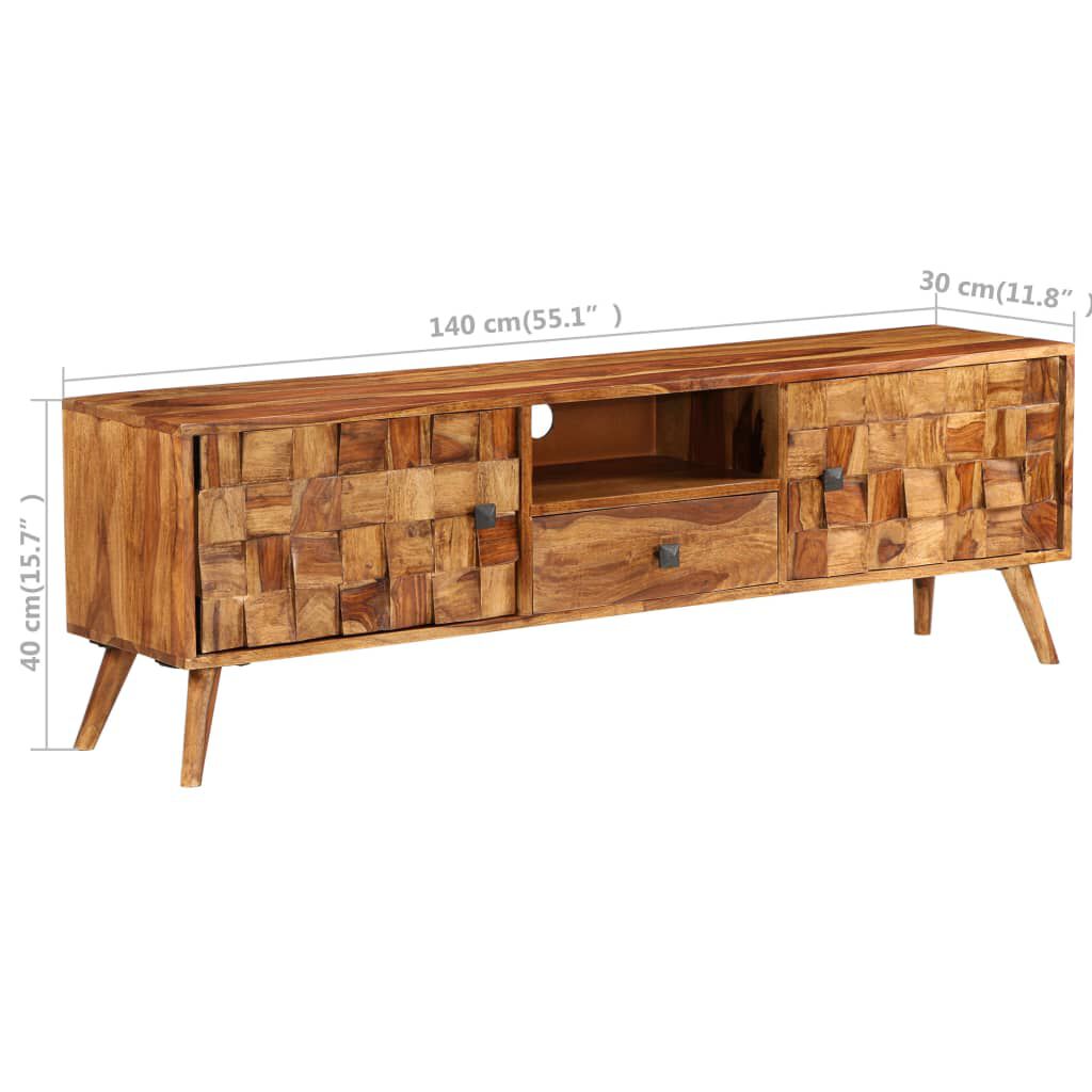 vidaXL Έπιπλο Τηλεόρασης Μελί 140 x 30 x 40 εκ. Μασίφ Ξύλο Sheesham