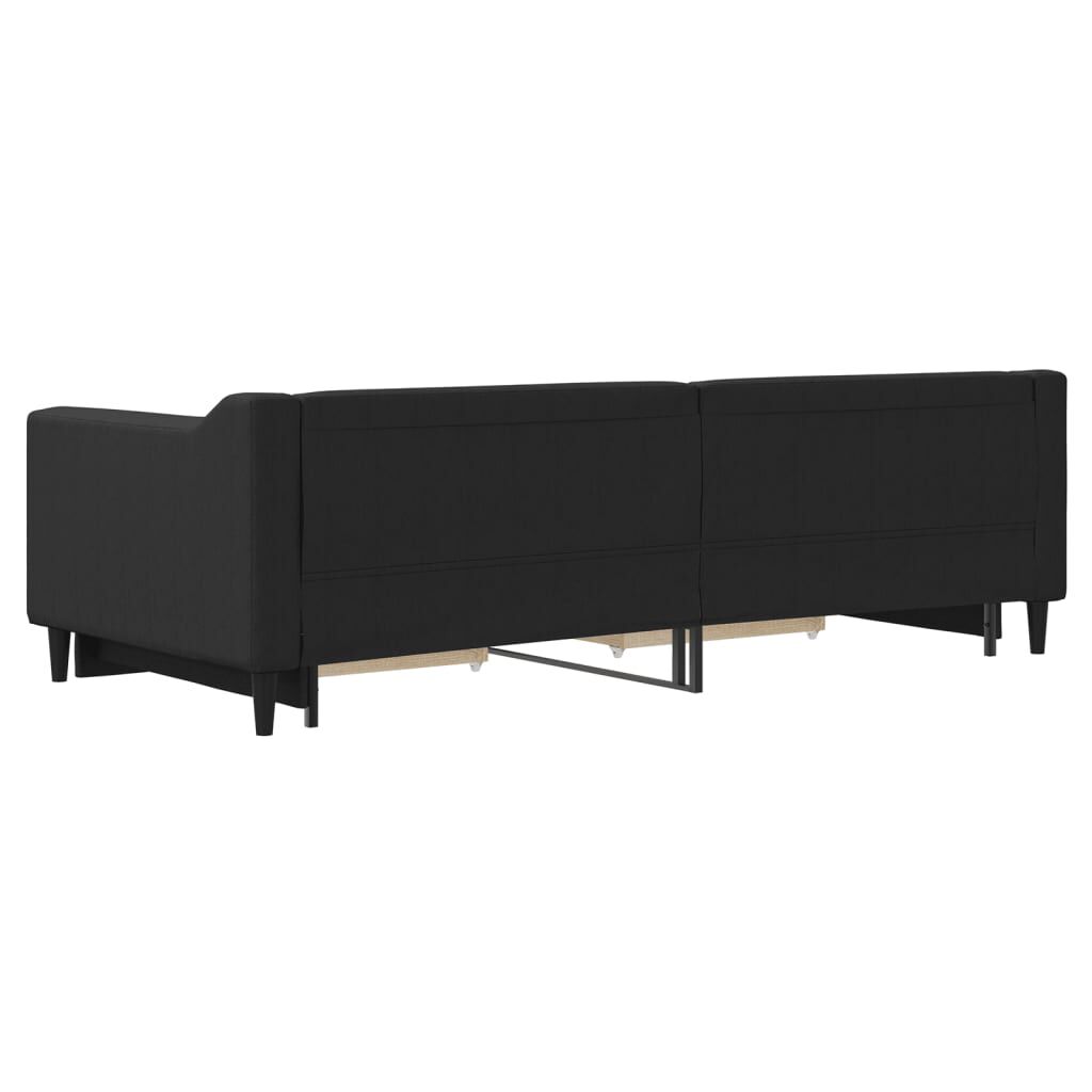vidaXL Καναπές Κρεβάτι Συρόμενος Μαύρος 90x200 εκ. Ύφασμα & Συρτάρια