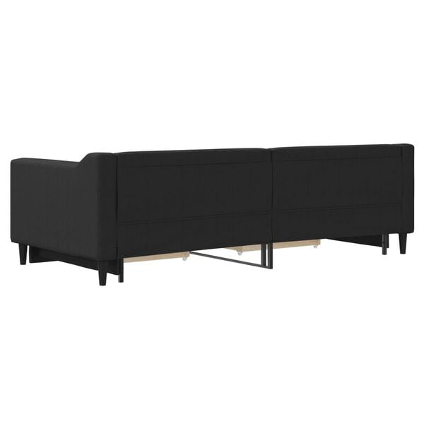 vidaXL Καναπές Κρεβάτι Συρόμενος Μαύρος 90x200 εκ. Ύφασμα & Συρτάρια