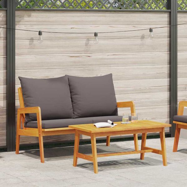 vidaXL Σετ μπιστρό με μαξιλάρι 2 pcs Καφέ Μασίφ ξύλο ακακίας