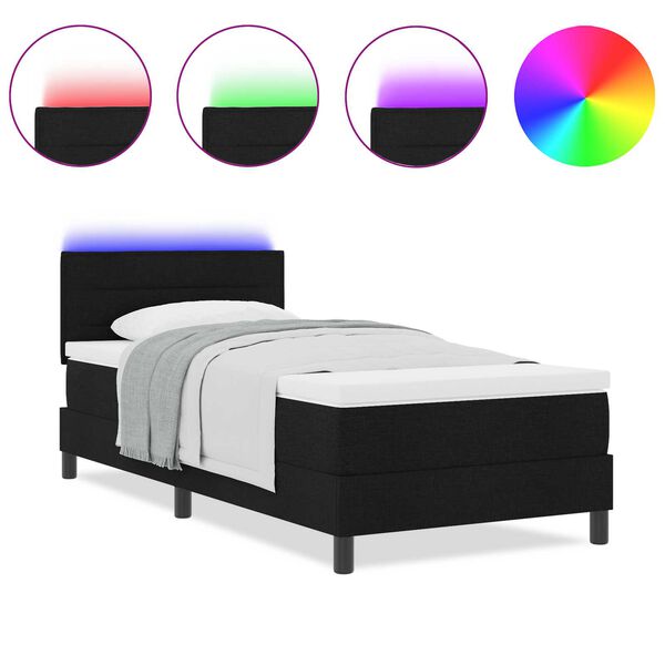 vidaXL Κρεβάτι με ελατήρια με στρώμα Μαύρο 90 x 200 cm ύφασμα