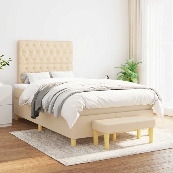 vidaXL &Kappa;&rho;&epsilon;&beta;ά&tau;&iota; Boxspring &mu;&epsilon; &Sigma;&tau;&rho;ώ&mu;&alpha; &Kappa;&rho;&epsilon;&mu; 120x190 &epsilon;&kappa;. &Upsilon;&phi;&alpha;&sigma;&mu;ά&tau;&iota;&nu;&omicron;