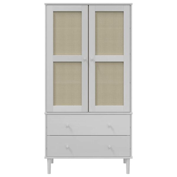 vidaXL Ντουλάπα SENJA Λευκό / Ρατάν 90 x 55 x 175εκ. Μασίφ Ξύλο Πεύκου
