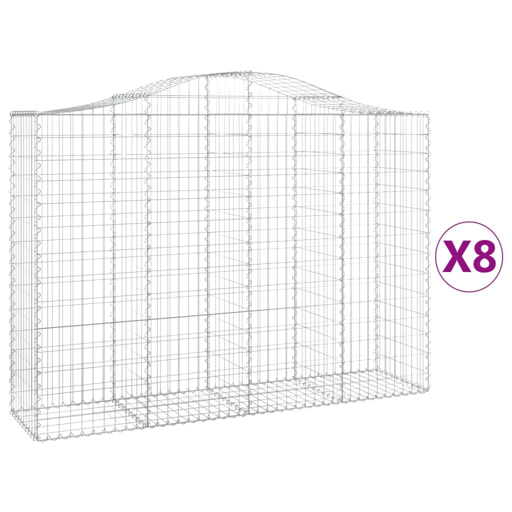 vidaXL Συρματοκιβώτια Τοξωτά 8 τεμ. 200x50x140/160 εκ. Γαλβαν. Ατσάλι