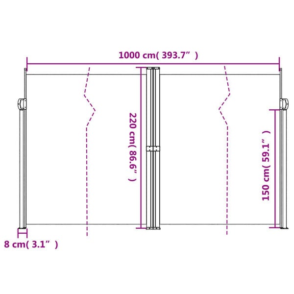 vidaXL Σκίαστρο Πλαϊνό Συρόμενο Κρεμ 220 x 1000 εκ.