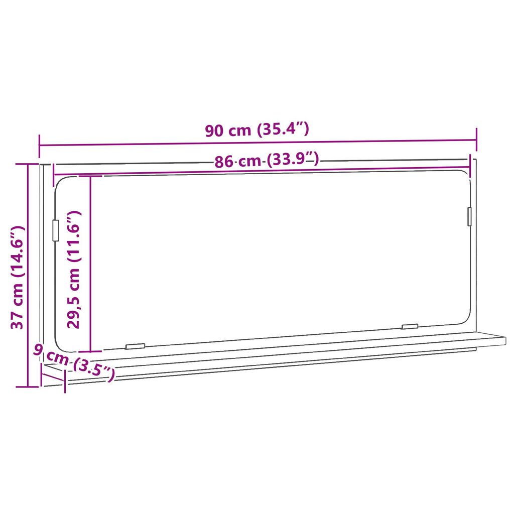 Καθρέφτης μπάνιου vidaXL Artisian Oak 90x10,5x37 εκ. Φτιαγμένος από επεξεργασμένο ξύλο