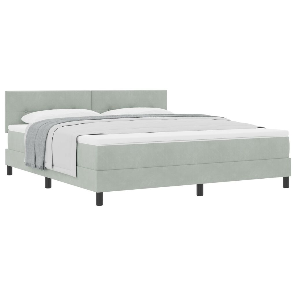 Κρεβάτι Box Spring με Στρώμα vidaXL Γκρι Ανοιχτό Σούπερ Κάτω από Βελούδο