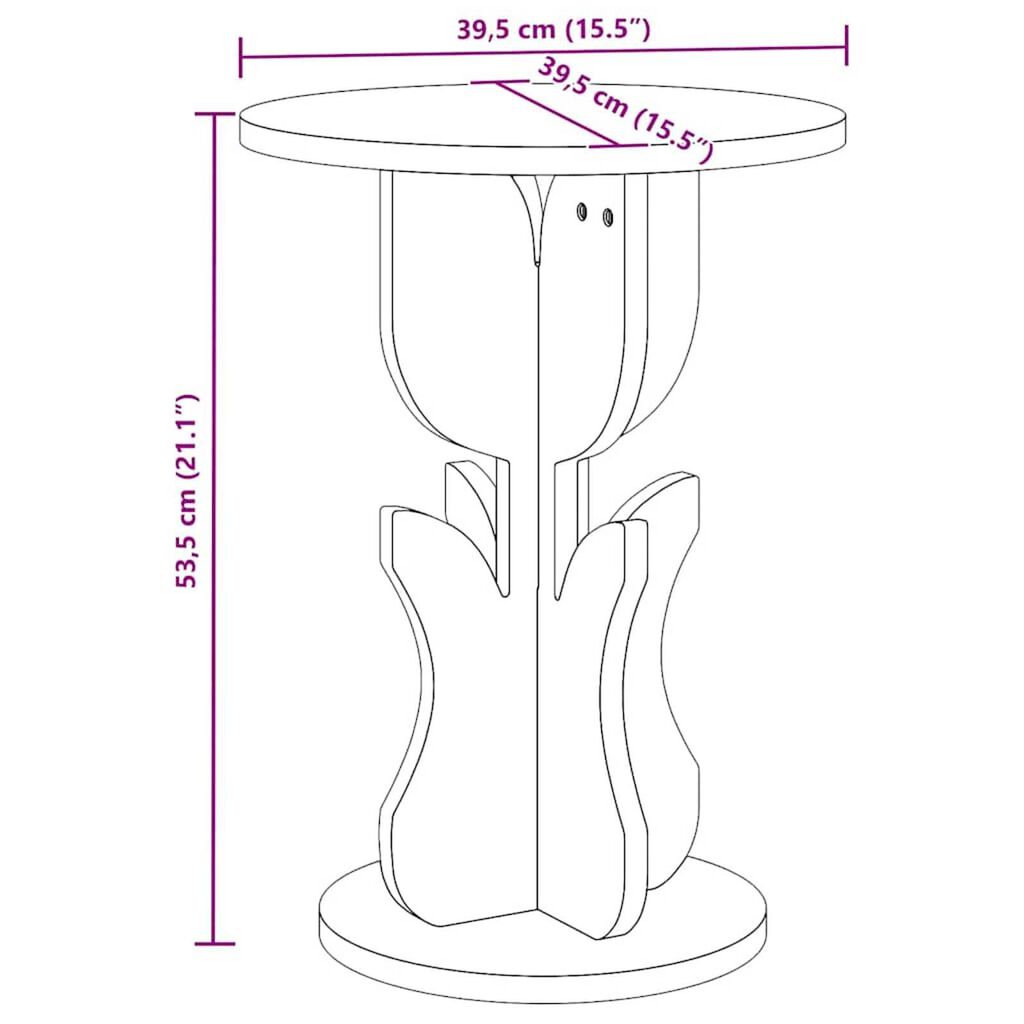 vidaXL Τραπεζάκι Πλευράς Φυσικό 39.5 x 39.5 x 53.5 εκ