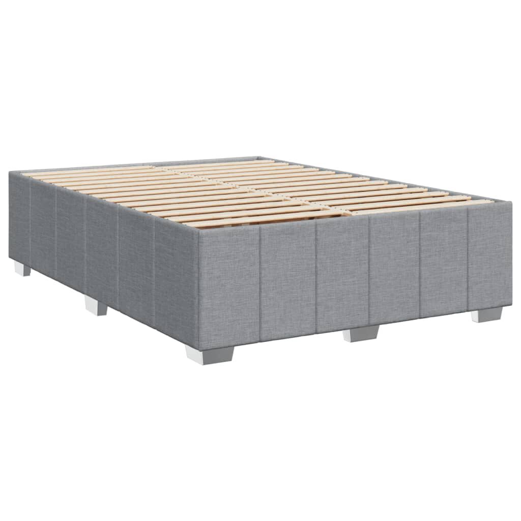 vidaXL Κρεβάτι Boxspring με Στρώμα Ανοιχτό Γκρι 140x190 εκ. Υφασμάτινο