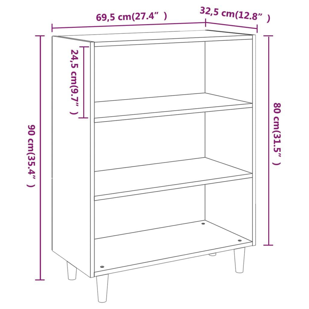 vidaXL Ντουλάπι Γυαλιστερό Λευκό 69,5x32,5x90 εκ. Επεξεργασμένο Ξύλο