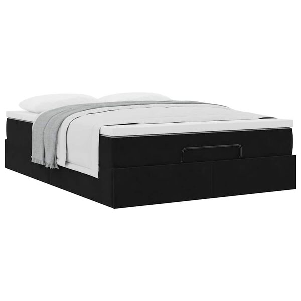 vidaXL Οθωμανικό κρεβάτι με στρώμα Μαύρο 140x190cm Βελούδο