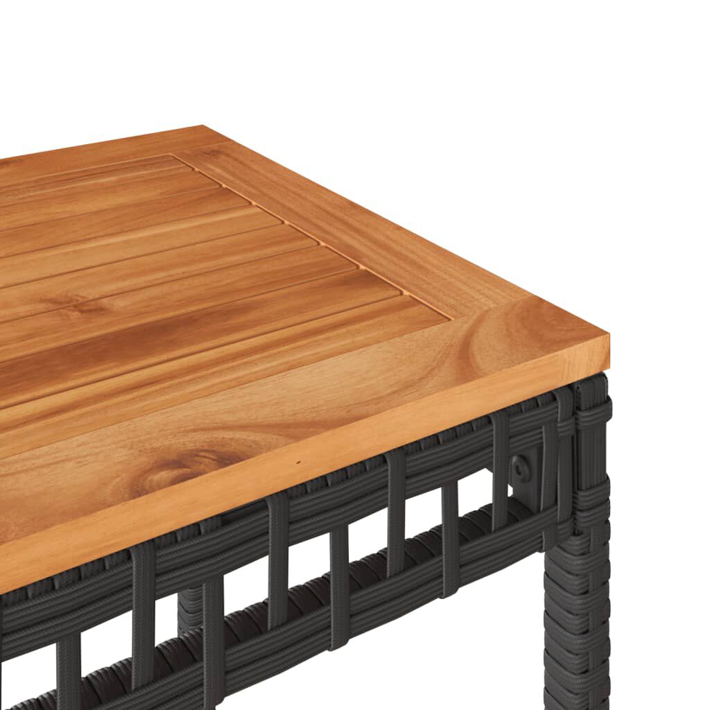 vidaXL Τραπέζι Κήπου Μαύρο 38x38x42 εκ. Συνθετικό Ρατάν & Ξύλο Ακακίας