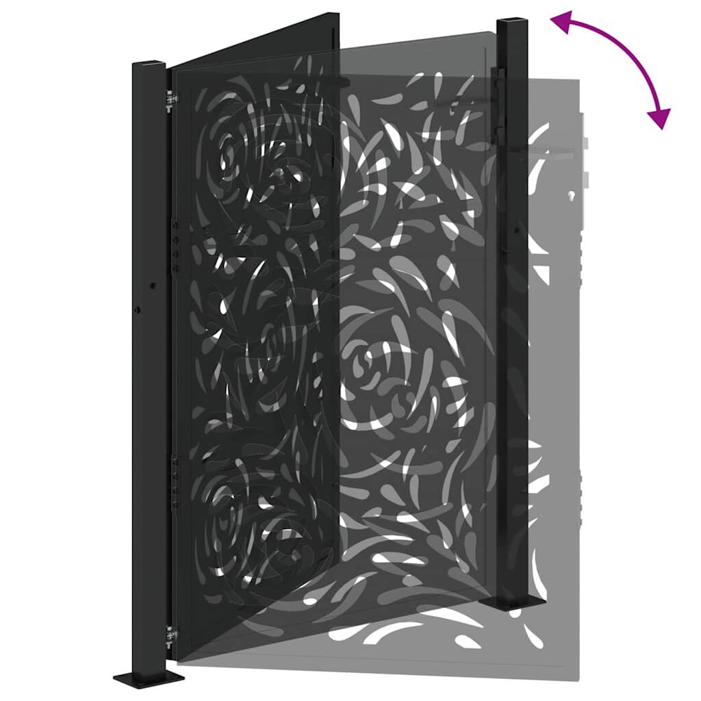vidaXL Πύλη κήπου Μαύρη 105x130 cm Ατσάλινη φλόγα σχεδιασμού