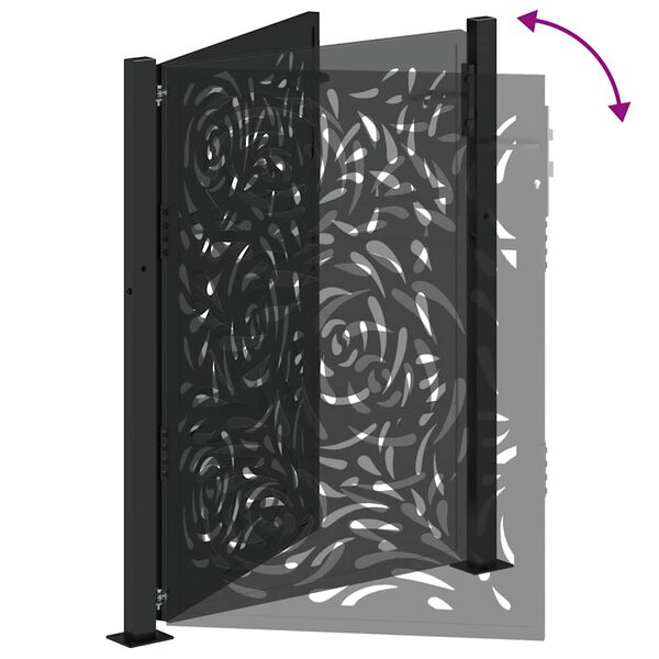 vidaXL Πύλη κήπου Μαύρη 105x130 cm Ατσάλινη φλόγα σχεδιασμού