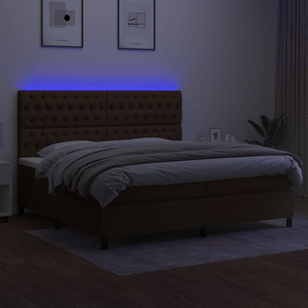 vidaXL &Kappa;&rho;&epsilon;&beta;ά&tau;&iota; Boxspring &mu;&epsilon; &Sigma;&tau;&rho;ώ&mu;&alpha; & LED &Sigma;&kappa;.&Kappa;&alpha;&phi;έ 200x200&epsilon;&kappa;. &Upsilon;&phi;&alpha;&sigma;&mu;ά&tau;&iota;&nu;&omicron;
