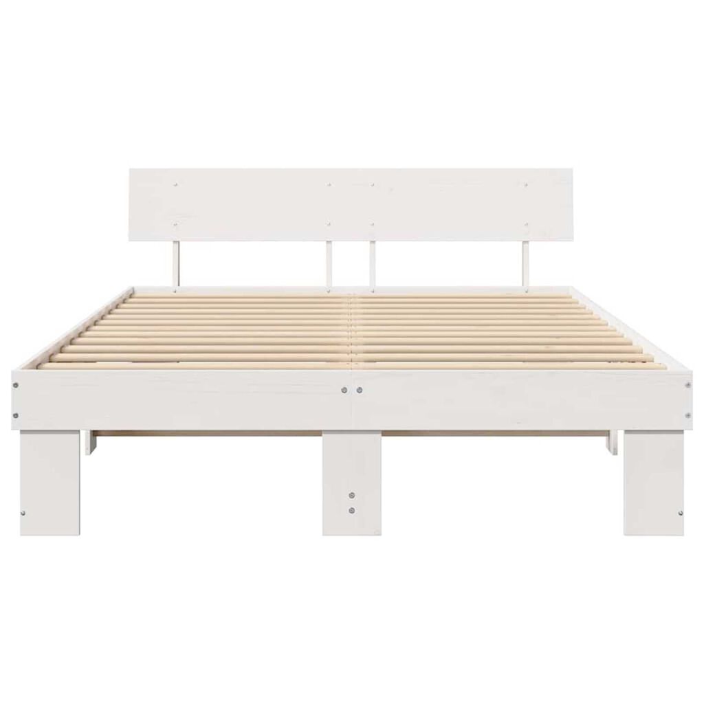 vidaXL Σκελετός Κρεβατιού Λευκό 150 x 200 cm Μασίφ ξύλο πεύκου