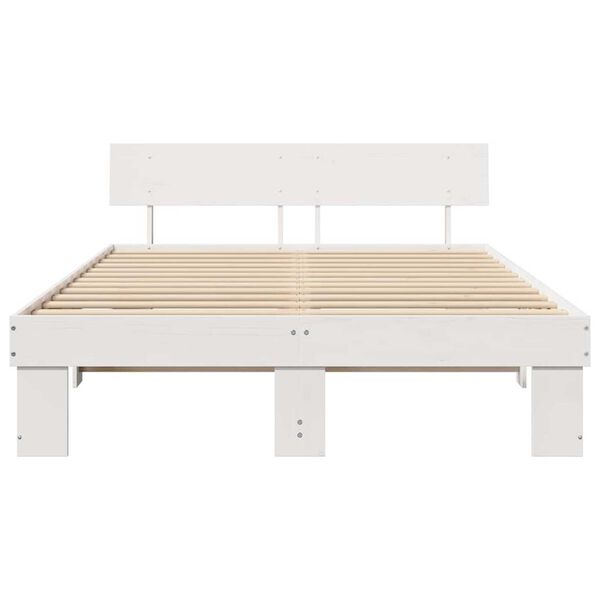 vidaXL Σκελετός Κρεβατιού Λευκό 150 x 200 cm Μασίφ ξύλο πεύκου