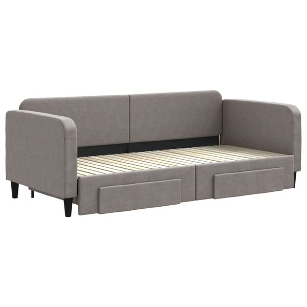 vidaXL Καναπές Κρεβάτι Συρόμενος Taupe 90x200 εκ. Ύφασμα & Συρτάρια