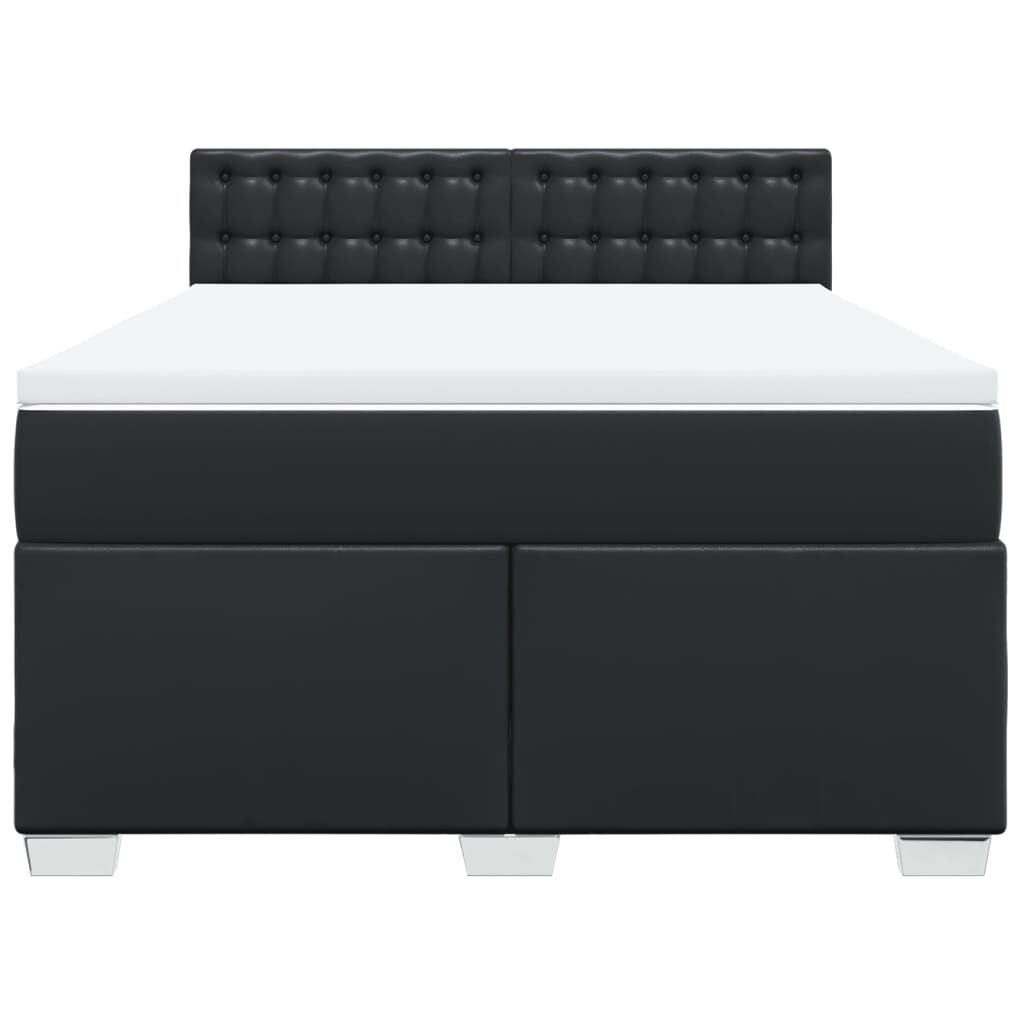 vidaXL Κρεβάτι Boxspring με Στρώμα Μαύρο 160x200εκ.από Συνθετικό Δέρμα