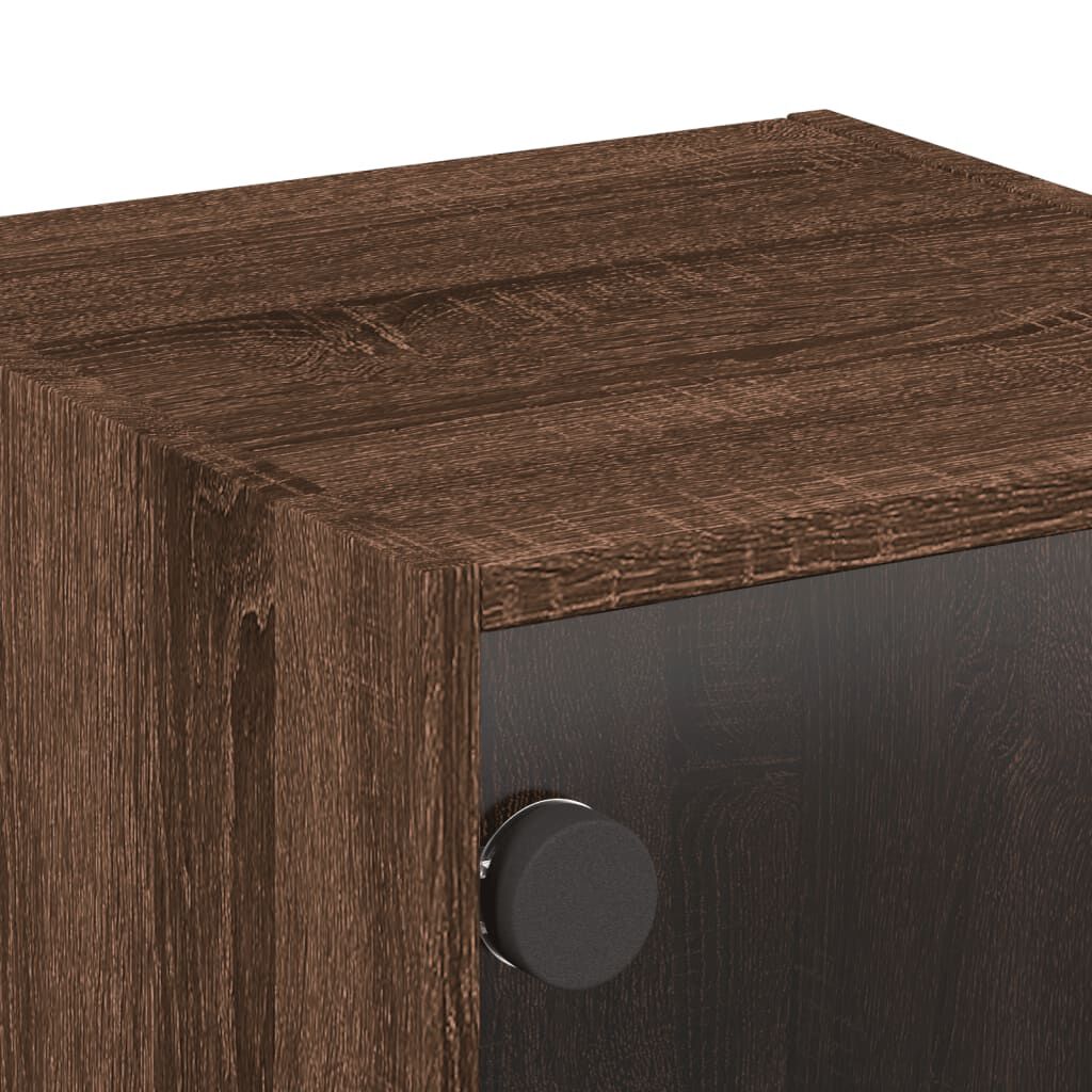 vidaXL Κομοδίνα 2 τεμ. Καφέ Δρυς 35x37x35 εκ. με Γυάλινες Πόρτες