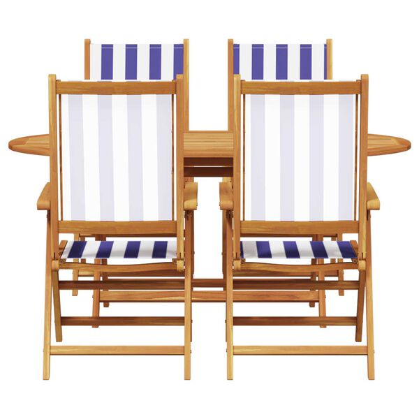 vidaXL Σέτ φαγητού για κήπο 5 pcs Μπλε και λευκό Μασίφ ξύλο ακακίας