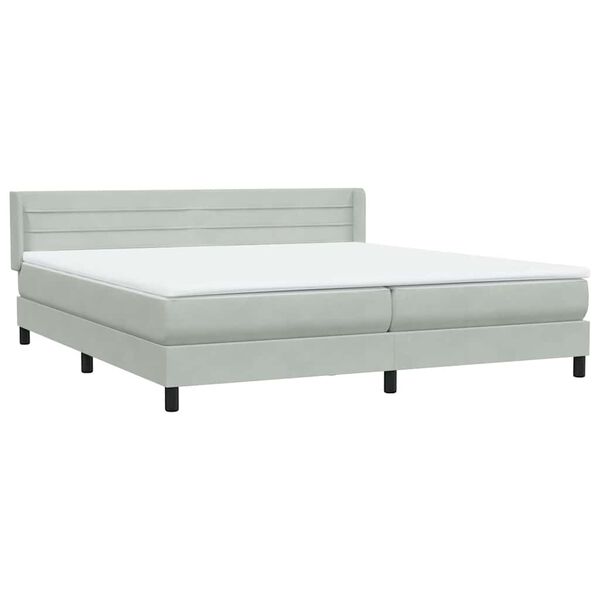 vidaXL Κρεβάτι Boxspring με Στρώμα Ανοιχτό Γκρι 180x210 εκ. Βελούδινο