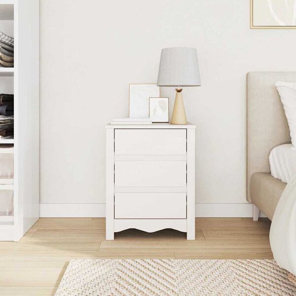 vidaXL Κομοδίνο Drammen Λευκό 45 x 35 x 56 εκ. Μασίφ ξύλο πεύκου