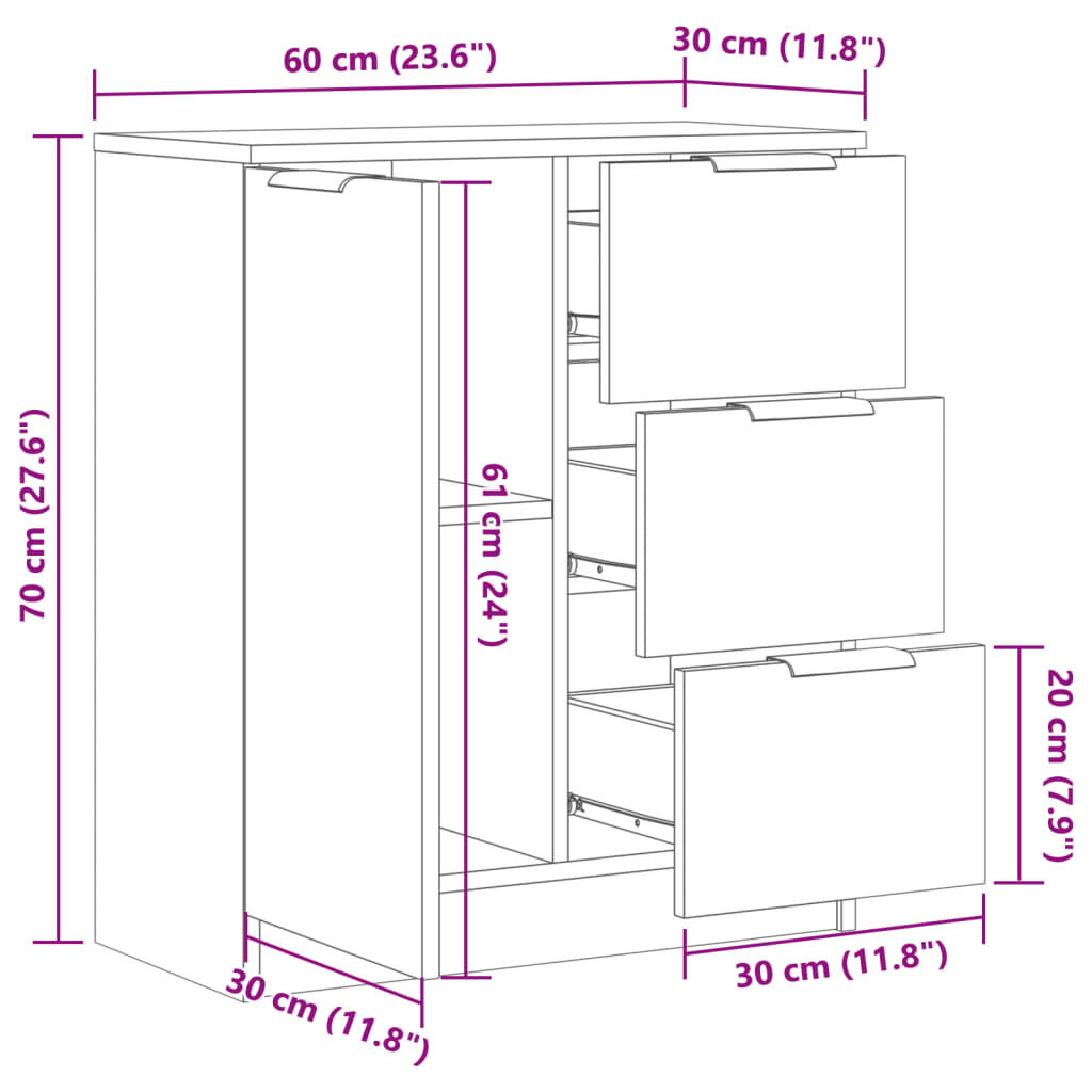 vidaXL Ντουλάπι Παλ. Ξύλο 60 x 30 x 70 εκ. από Επεξεργασμένο Ξύλο