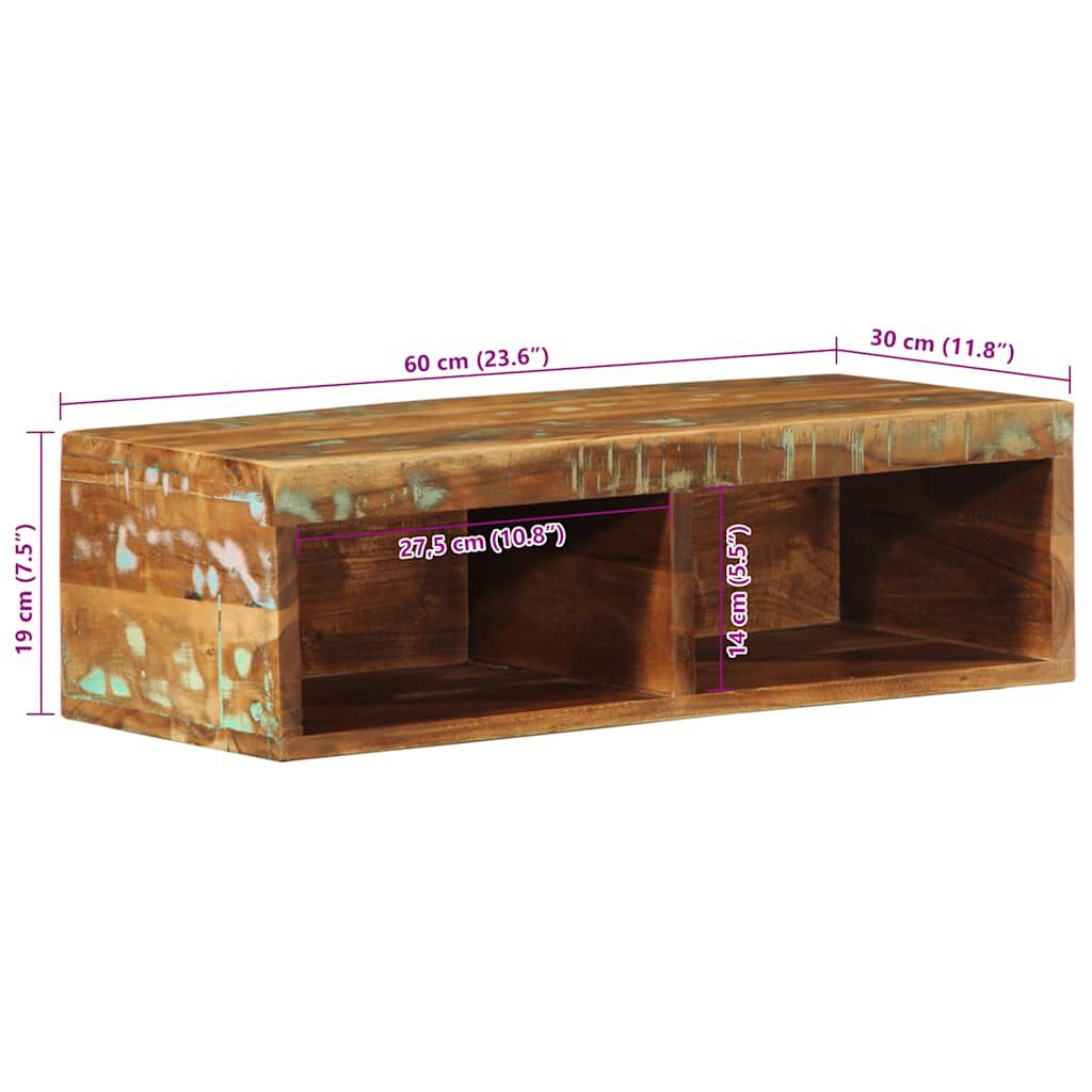 vidaXL Επίτοιχο ντουλάπι τηλεόρασης 60x30x19cm Ξύλο μασίφ αναγεννημένο