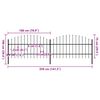 vidaXL Φράχτης Κήπου με Κορυφή Δόρυ Μαύρος Ατσάλινος 359 x 100 εκ.