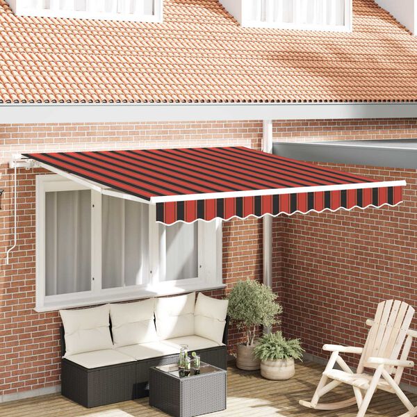 vidaXL Manual Retractable Awning Κόκκινη και Καφετιά 300x250 cm
