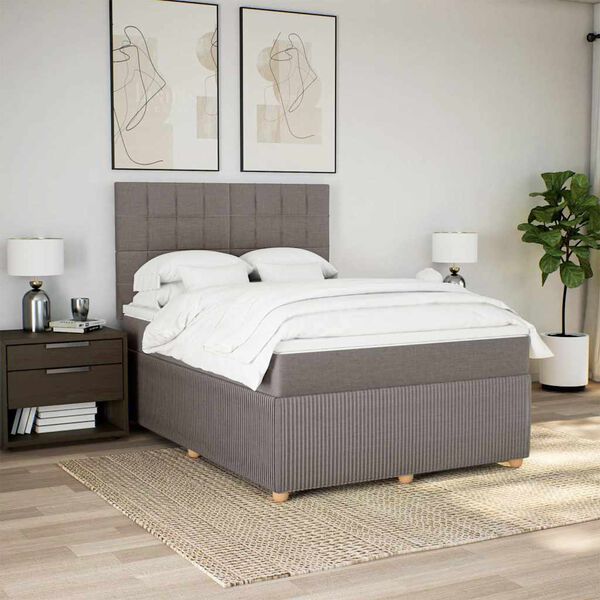 vidaXL &Kappa;&rho;&epsilon;&beta;ά&tau;&iota; Boxspring &mu;&epsilon; &Sigma;&tau;&rho;ώ&mu;&alpha; Taupe 160x200 &epsilon;&kappa;. &Upsilon;&phi;&alpha;&sigma;&mu;ά&tau;&iota;&nu;&omicron;