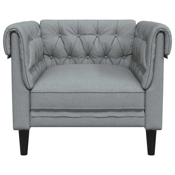 vidaXL Πολυθρόνα Chesterfield Ανοιχτό Γκρι Υφασμάτινη