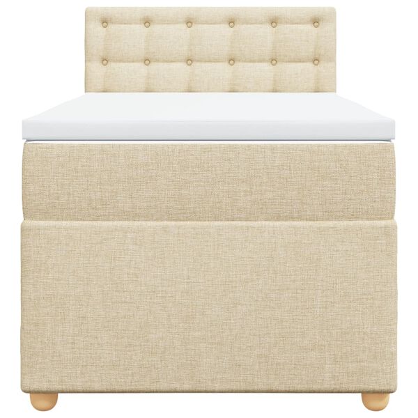 vidaXL Κρεβάτι Boxspring με Στρώμα Κρεμ 90x200 εκ.Υφασμάτινο