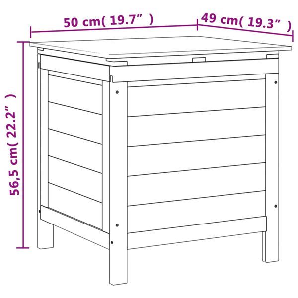 vidaXL Μπαούλο Αποθ. Κήπου Ανθρακί 50x49x56,5 εκ Μασίφ Ξύλο Ελάτης