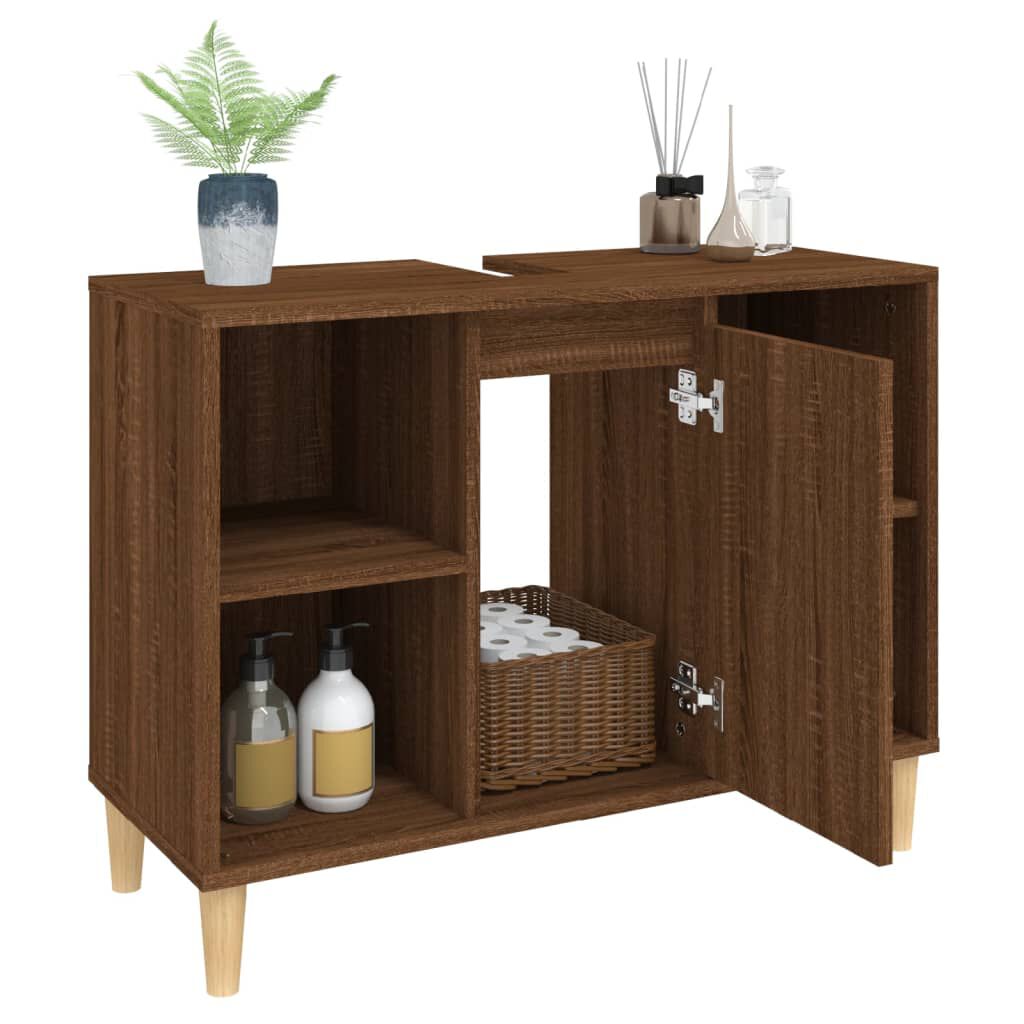 vidaXL Ντουλάπι Νιπτήρα Καφέ Δρυς 80 x 33 x 60 εκ. Επεξεργασμένο Ξύλο
