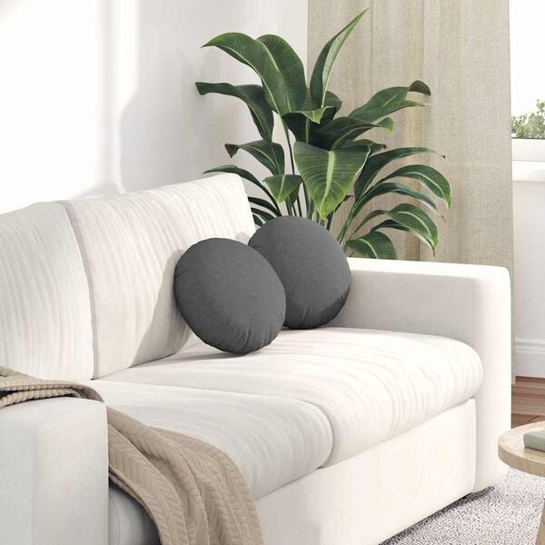 vidaXL Μαξιλάρια καθισμάτων 2 pcs Σκούρο Γκρι Ø30 x 13 εκ ύφασμα