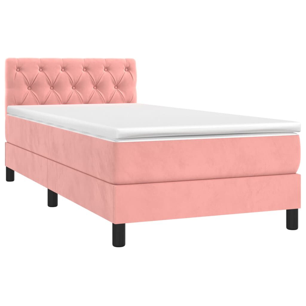vidaXL Κρεβάτι Boxspring με Στρώμα Ροζ 80 x 200 εκ. Βελούδινο