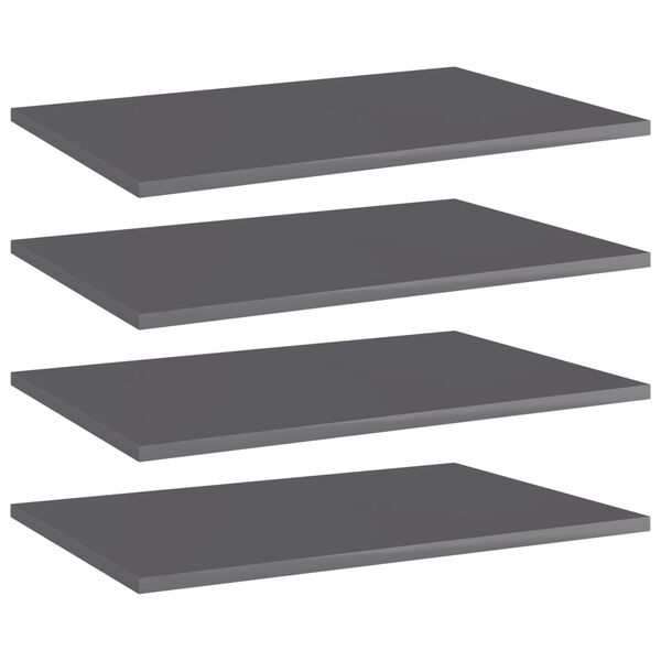 vidaXL Ράφια Βιβλιοθήκης 4 τεμ. Γυαλ. Γκρι 60x40x1,5 εκ. Μοριοσανίδα