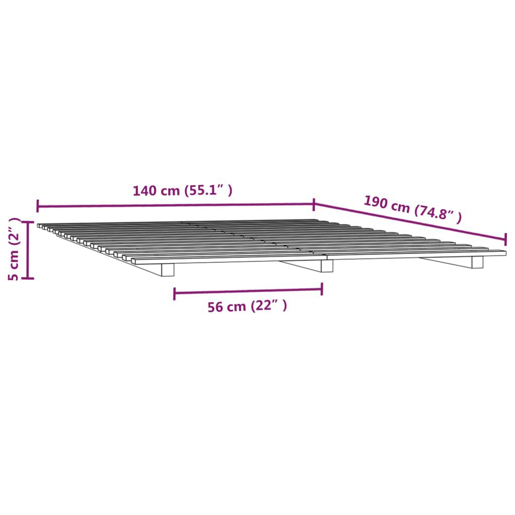 vidaXL Πλαίσιο Κρεβατιού Μαύρος 140 x 190 εκ. από Μασίφ Ξύλο Πεύκου