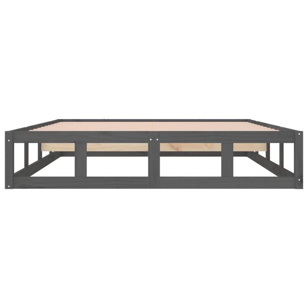 vidaXL Πλαίσιο Κρεβατιού Γκρι 150 x 200 εκ. Μασίφ Ξύλο King Size