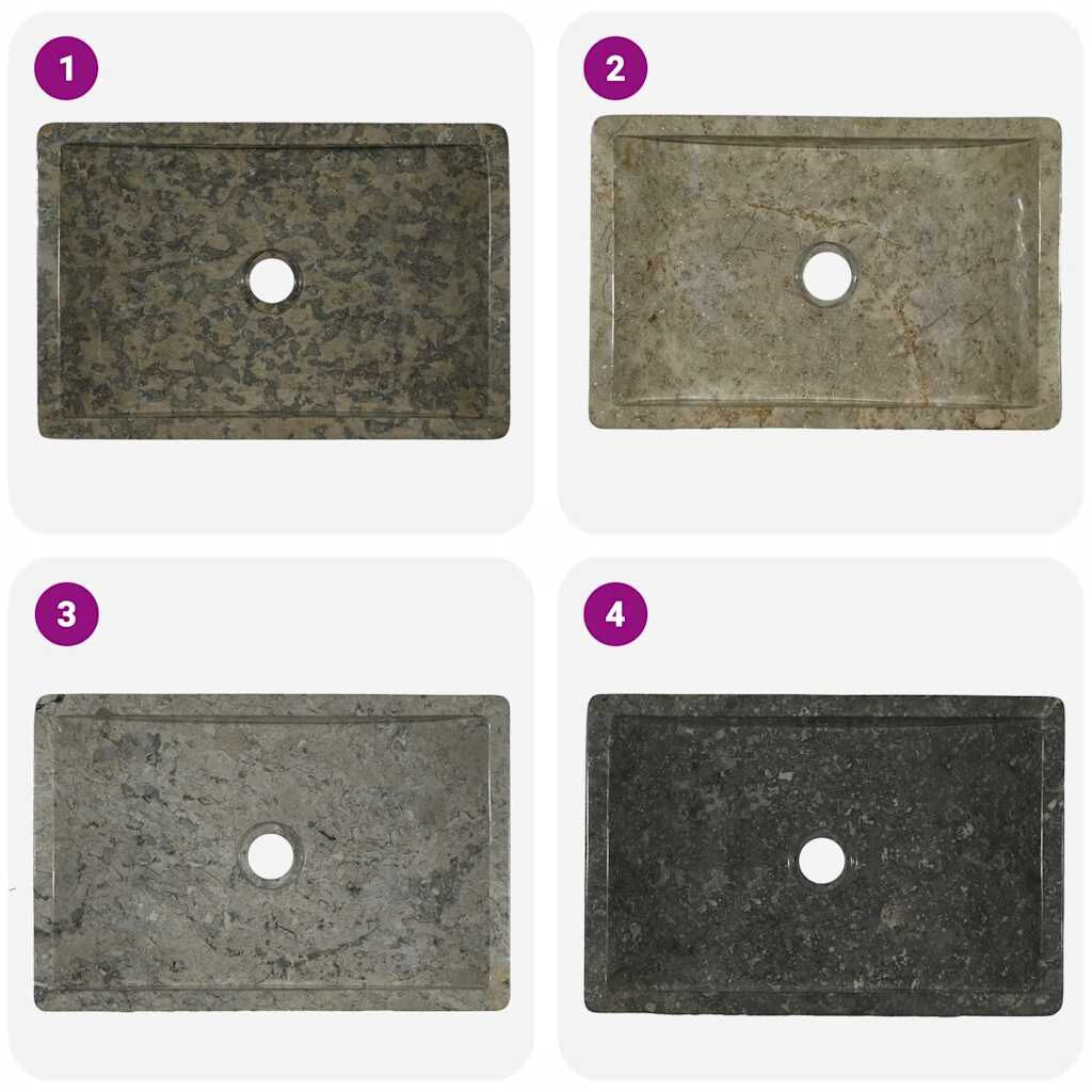 vidaXL Νιπτήρας Γυαλιστερό Γκρι 45 x 30 x 12 εκ. Μαρμάρινος