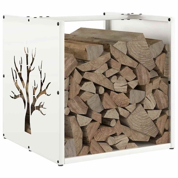 vidaXL Ράφι Καυσόξυλων Λευκό 40x40x40 εκ. Χάλυβας ψυχρής έλασης