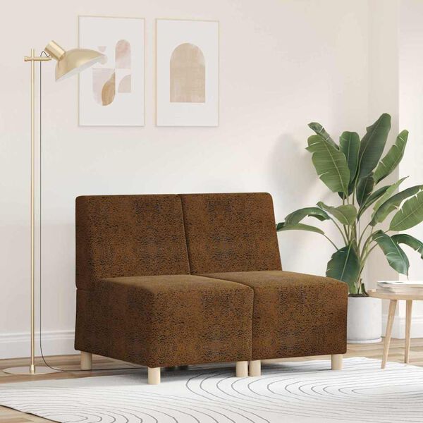 vidaXL Μοναδικός Καναπές χωρίς Χερούλια 2 pcs Καφέ 55 x 74 x 82 εκ.