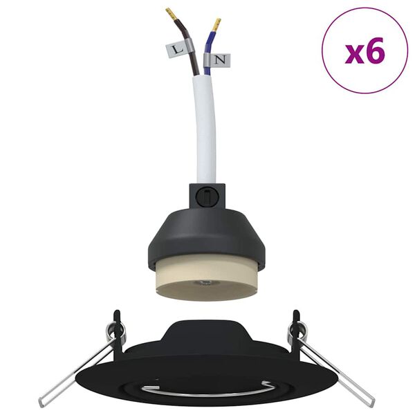vidaXL Spotlights με προβολείς 6 pcs Μαύρο 9 x 9 εκ. Μέταλλο