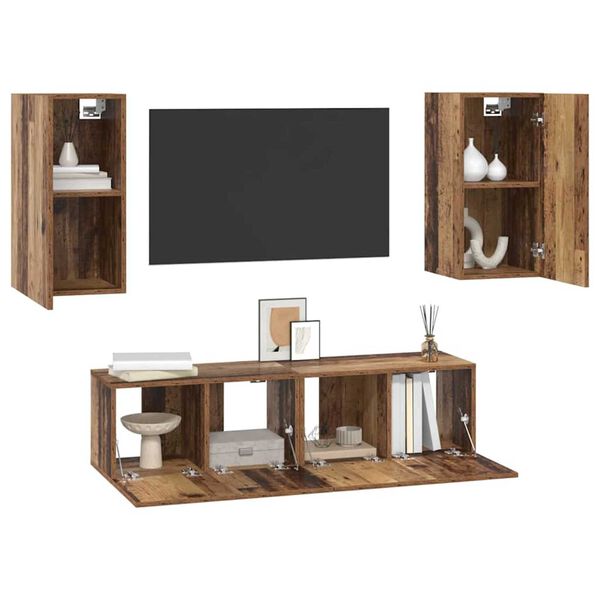 vidaXL Σετ επίπλου τηλεόρασης 4 pcs Παλαιό ξύλο 60 x 30 x 30 cm