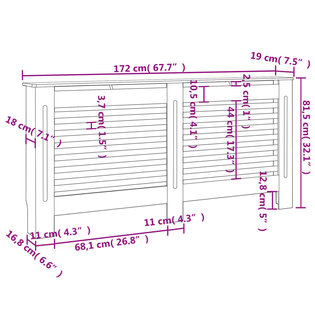 vidaXL Κάλυμμα Καλοριφέρ Ανθρακί 172 x 19 x 81,5 εκ. από MDF