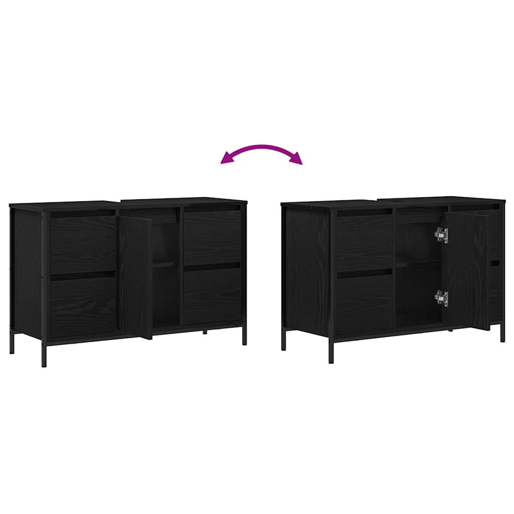 vidaXL ντουλάπι νιπτήρα με συρτάρια Μαύρη δρυς 90x34,5x60 εκ.