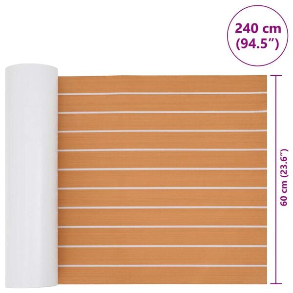 vidaXL Δάπεδο Σκάφους Καφέ, λευκό 240 x 60 cm EVA αφρός